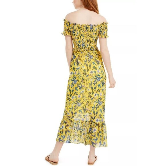 Sam Edelman Sheer Yellow Layered Floral Dress Size 10 - Picture 2 of 16